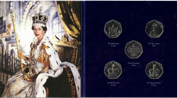 2018 Isle Of Man The Queen's Coronation Five Coin Fifty Pence Set - Image 2