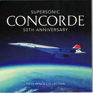 2019 Guernsey Concorde Fifty Pence Three Coin Collection . The obverse features the portrait of Queen Elizabeth II facing right.