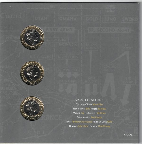 2019 Isle Of Man D-Day Leaders Two Pound Coin Collection - Image 3