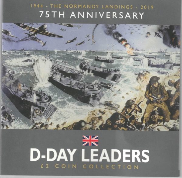 2019 Isle Of Man D-Day Leaders Two Pound Coin Collection The obverse features the portrait of Queen Elizabeth II facing right.