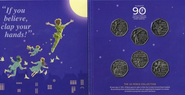 2019 Isle Of Man Peter Pan Six Coin Fifty Pence Set - Image 2