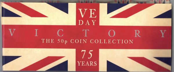 2020 Isle Of Man VE Day Seven Coin Fifty Pence Set . The obverse features the portrait of Queen Elizabeth II facing right.