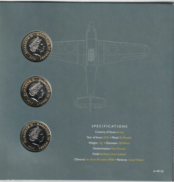 2020 Jersey Battle Of Britain Two Pounds Three Coin Collection - Image 3