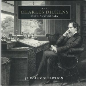 2020 Jersey Charles Dickens Two Pounds Five Coin Collection. the obverse features the fourth portrait of Queen Elizabeth II.