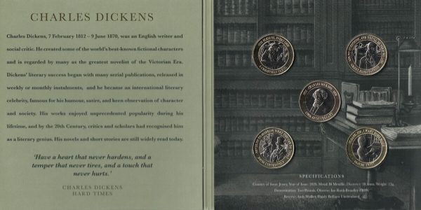 2020 Jersey Charles Dickens Two Pounds Five Coin Collection - Image 2