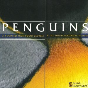 2020 South Georgia & South Sandwich Islands Penguins Fifty Pence Four Coin Set . The obverse features the portrait of Queen Elizabeth II facing to the right