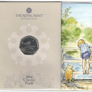 2020 Fifty Pence Classic Pooh Non-Colourised Piglet. Cupro nickel coin featuring Queen Elizabeth II on the Obverse. The Reverse features Piglet.