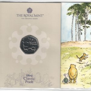 2020 Fifty Pence Classic Pooh Non-Colourised Piglet. Cupro nickel coin featuring Queen Elizabeth II on the Obverse. The Reverse features Winnie the Pooh.