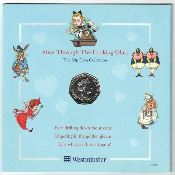 2021 Isle Of Man Through The Looking Glass Five Coin Fifty Pence Set - Image 3