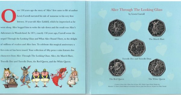 2021 Isle Of Man Through The Looking Glass Five Coin Fifty Pence Set - Image 2
