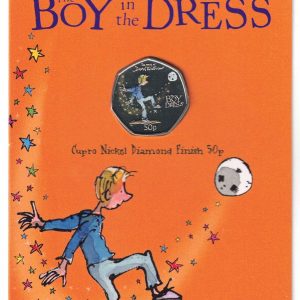 2021 Gibraltar The Boy in the Dress Fifty Pence Coin. The obverse features the portrait of Queen Elizabeth II facing to the right.