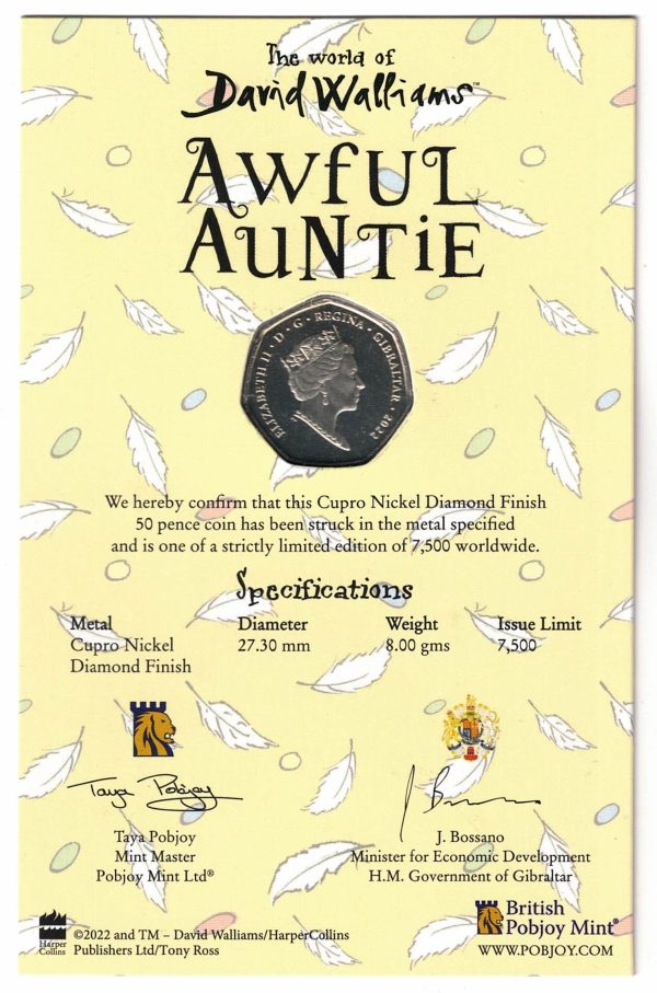 2022 Gibraltar Awful Auntie Fifty Pence Coin - Image 2