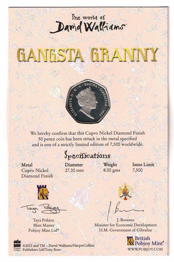 2022 Gibraltar Gangsta Granny Fifty Pence Coin - Image 2