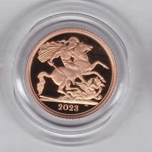 2023 Three Coin Gold Proof Set. This three coin gold sovereign set comes boxed with certificate as issued by the Royal Mint.
