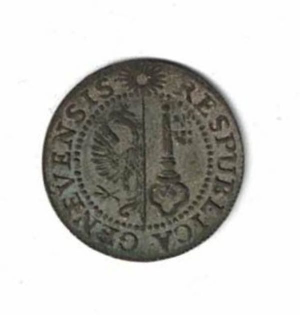1819 Switzerland Geneva KM119 One Sol Billon Coin. The obverse features the sun above arms. The reverse features the date & denomination.