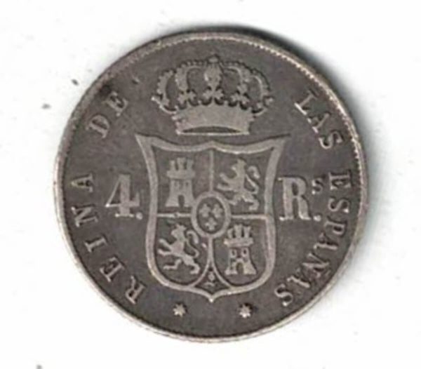 1853 Spain Silver Four Reales Coin - Image 2