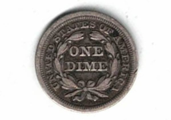 1853 USA Seated Liberty Silver One Dime Coin - Image 2