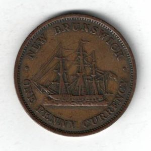 1854 Canada Copper One Penny Coin. The obverse side of the coin features Queen Victoria facing left. All coins are in stock.