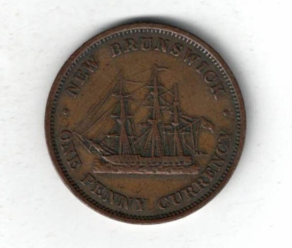 1854 Canada Copper One Penny Coin. The obverse side of the coin features Queen Victoria facing left. All coins are in stock.