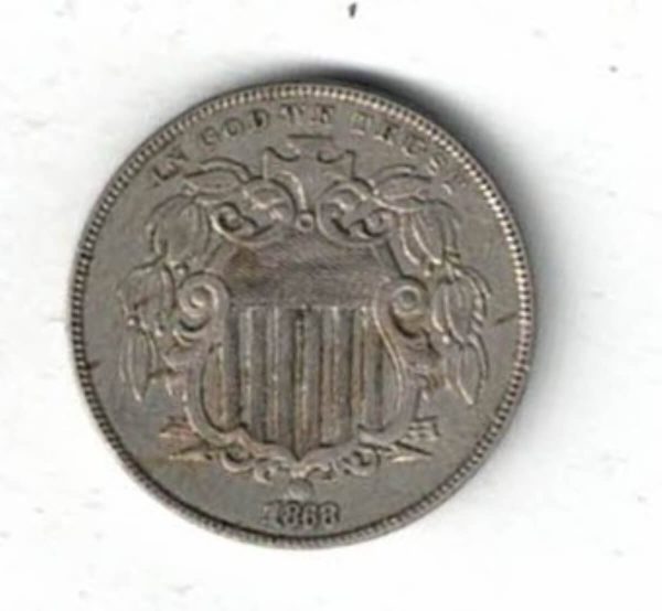 1868 USA Nickel Five Cents Coin - Image 2