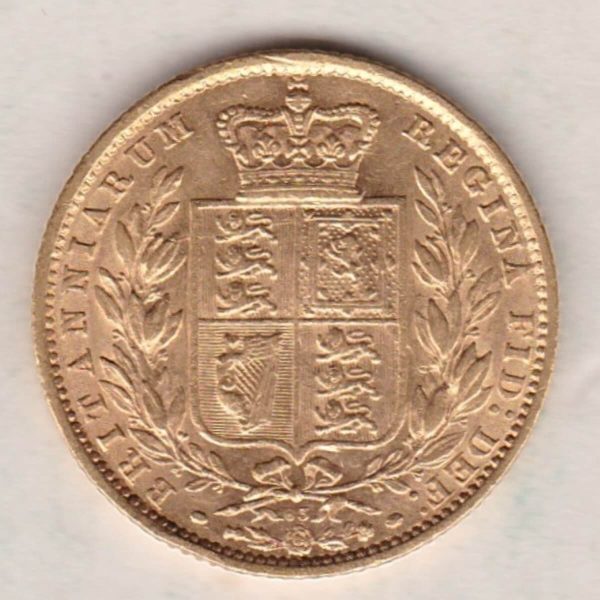 1869 Gold Sovereign Coin - Shield Back - Image 2