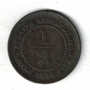 1872 H Straits Settlements Copper Half Cent Coin. The obverse features the bust of Queen Victoria facing left. All coins are in stock.