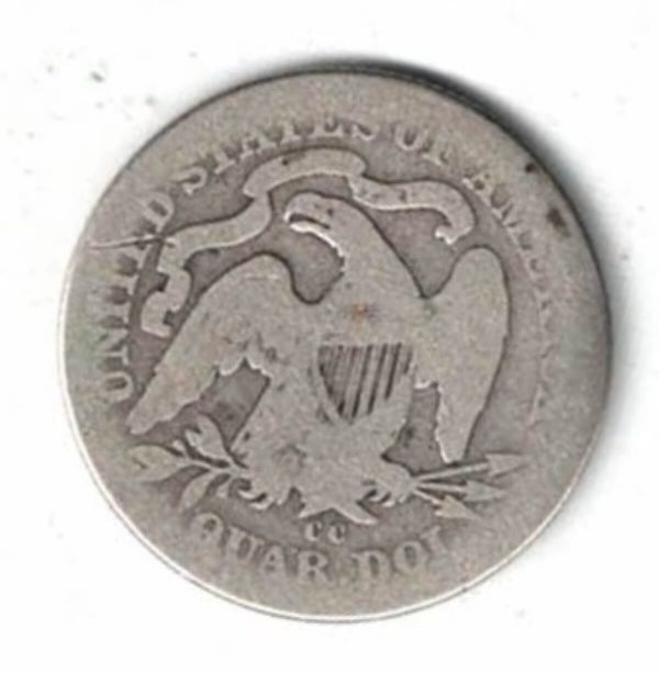 1877 CC USA Silver Quarter Dollar Coin - Image 2