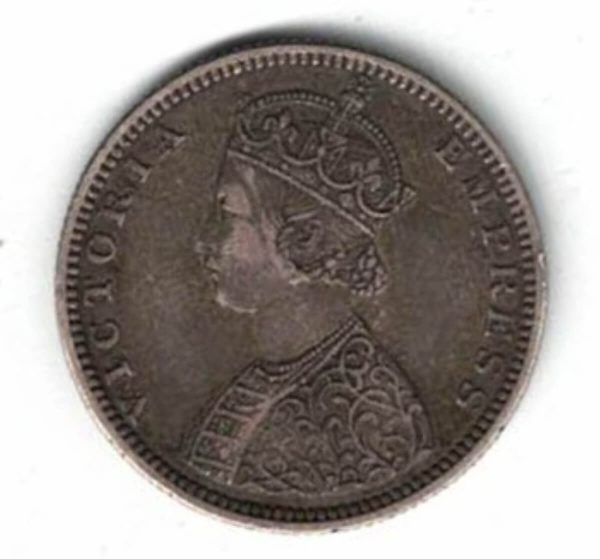 1882 B India Silver Half Rupee Coin - Image 2