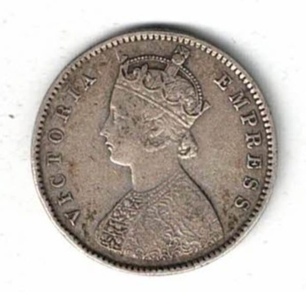 1893 India Silver Half Rupee Coin - Image 2