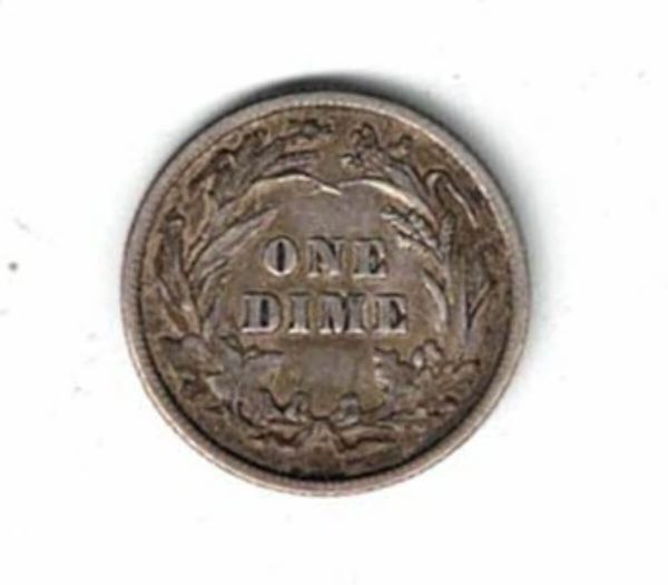 1896 USA Barber Silver One Dime Coin - Image 2