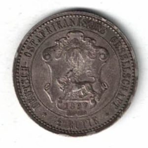 1897 German East Africa Silver Half Rupee Coin . The obverse features the bust of Wilhelm II facing left. All coins are in stock.