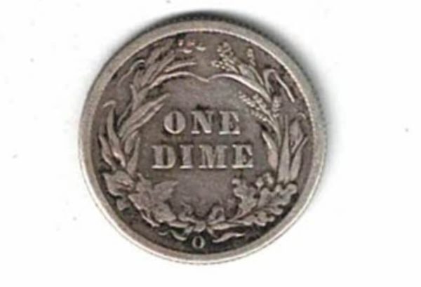 1908 O USA Barber Silver One Dime Coin - Image 2