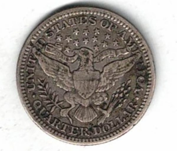 1909 USA Barber Silver Quarter Dollar Coin - Image 2