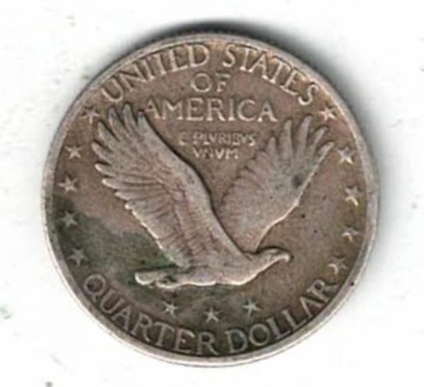 1929 USA Standing Liberty Silver Quarter Dollar Coin. The Obverse features a standing liberty looking left over her shoulder.