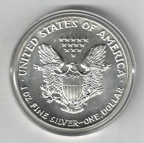1990 Silver USA Enamelled One Ounce Eagle Coin - Image 2