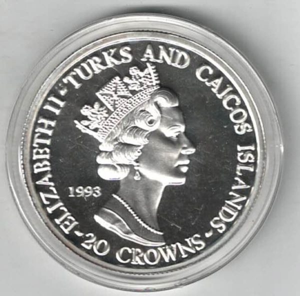 1993 Turks And Caicos Silver One Ounce Apollo Eleven Coin - Image 2