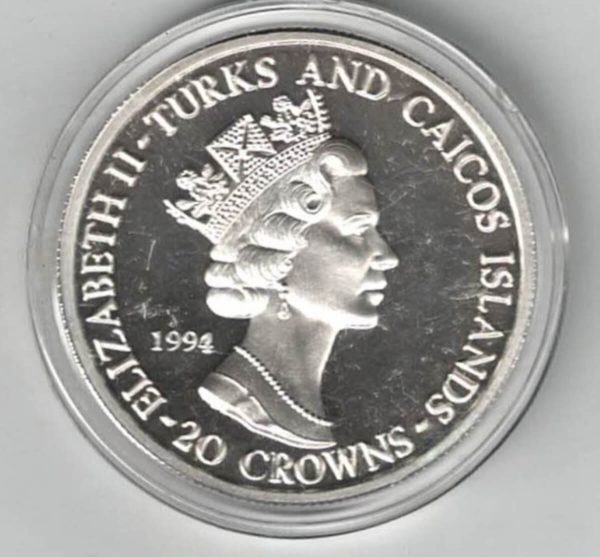 1994 Turks And Caicos Silver One Ounce Apollo Eleven Coin - Image 2