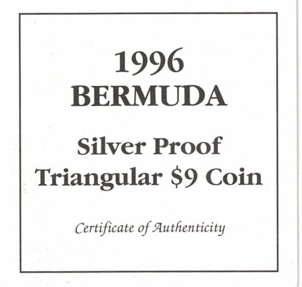 1996 Bermuda Silver Five Ounce Triangular Nine Dollar - Image 3