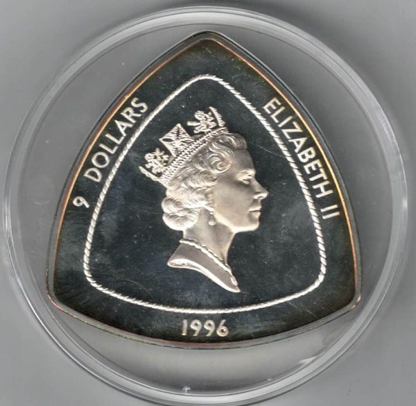 1996 Bermuda Silver Five Ounce Triangular Nine Dollar - Image 2