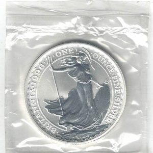 1998 Silver Britannia One Ounce Coin. The coin contains one ounce of fine silver. All of our silver coins have been pre-owned and are in stock.