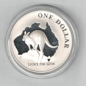 2000 Silver Proof Australia One Ounce Kangaroo. Elizabeth II is on the obverse, The kangaroo is on the reverse. All coins are in stock.