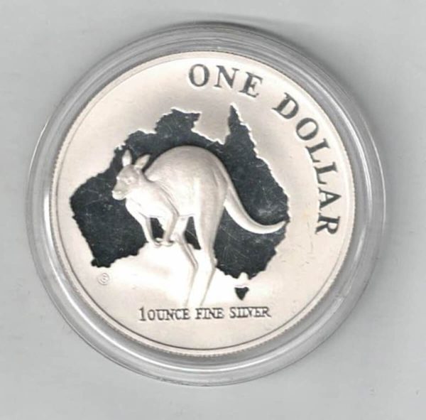 2000 Silver Proof Australia One Ounce Kangaroo. Elizabeth II is on the obverse, The kangaroo is on the reverse. All coins are in stock.