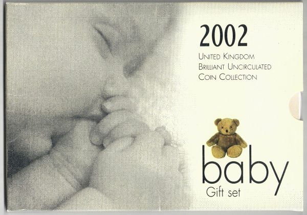2002 Royal Mint Brilliant Uncirculated Eight coin Baby Set . This 2002 set comes with card outer. All coins are in stock for despatch.