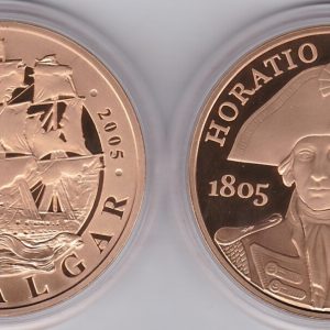 2005 Gold Proof Five Pounds Set. This proof two coin set comes in the original box with booklet and certificates as issued by the royal mint.