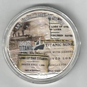 2005 Silver USA One Ounce Eagle Titanic . The liberty & Titanic is on the obverse, The eagle is on the reverse. All coins are in stock.
