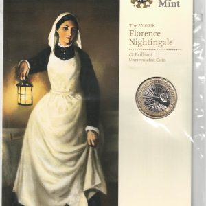 2010 two pound commemorative coin Florence Nightingale, featuring Queen Elizabeth II on the Obverse. The coin is in stock.
