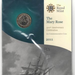2011 two pound coin The Mary Rose 500th Anniversary, featuring Queen Elizabeth II on the Obverse. Mary Rose Reverse. The coin is in stock.