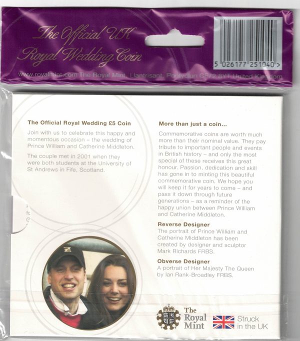 2011 Five Pounds The Official UK Royal Wedding - Image 2