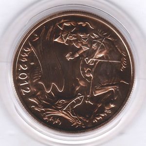 2012 Gold Five Pounds Brilliant Uncirculated coin. This coin comes in the original box with certificate as issued by the royal mint.