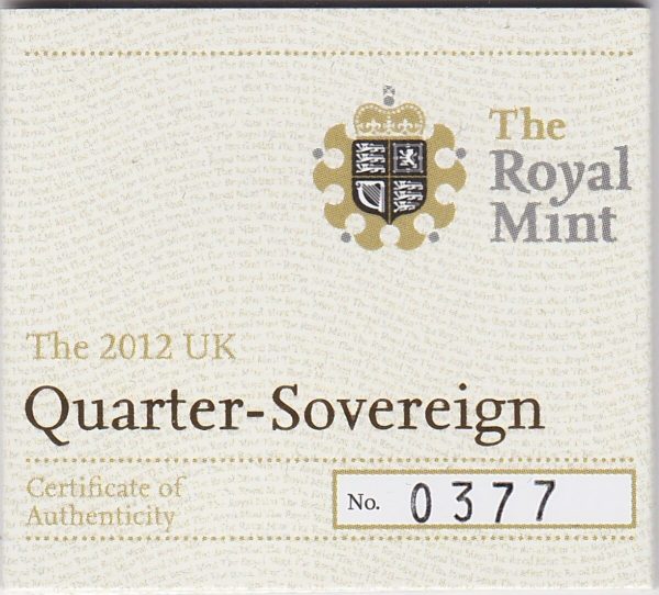 2012 Gold Proof Quarter Sovereign - Image 3